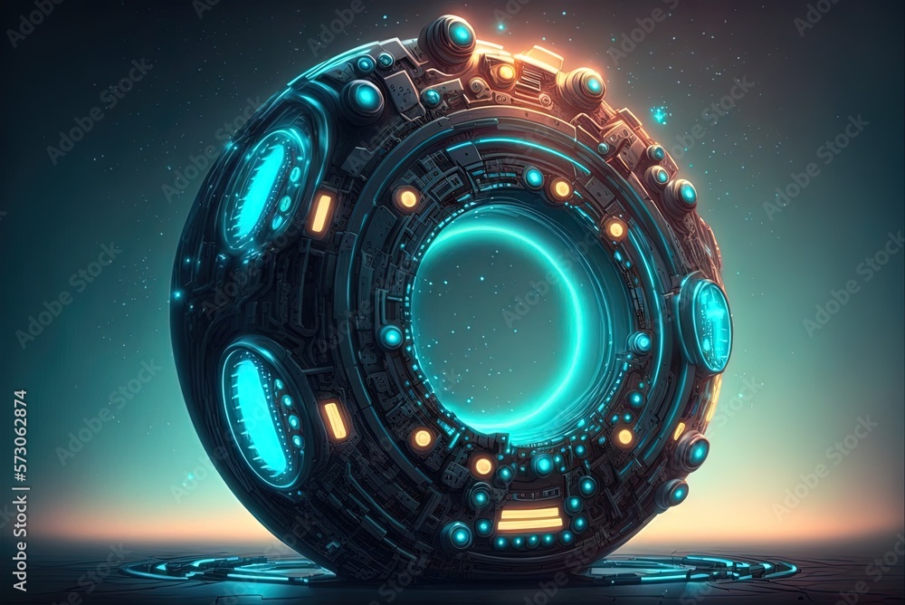 Poster lights from the future in the form of a sphere Generative AI