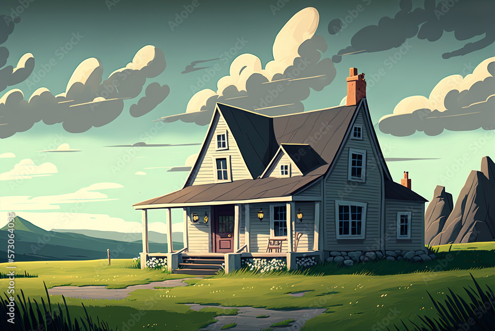 Poster image shows a dilapidated farmhouse in the foreground of a field set against a backdrop of white and