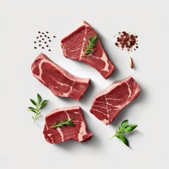 Artistic Beef Steak Knolling: Top-View Composition. Generative AI