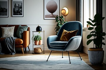 Elegant Living Room Featuring a Designer Armchair
