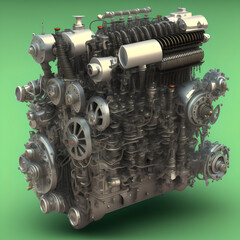 Car Engine Gearbox, Generative AI Illustration