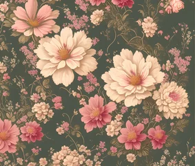 Foto op Aluminium Floral Vintage Wallpaper, Generative AI Illustration © pandawild