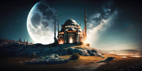 Turkish traditional arabic mosque architecture. Turkish art. Generative AI