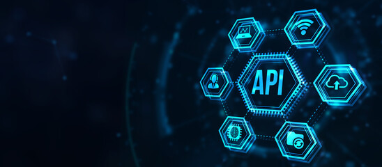 Internet, business, Technology and network concept. Application Programming Interface. Software development tool. 3d illustration.