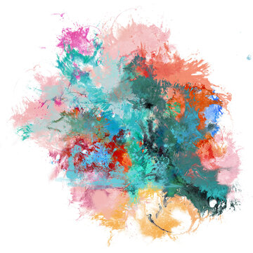 Abstract brush stroke smudge with multicolor design accent, isolated object, illustration of watercolor paint, stain made from physical pressure, transparent background with png file © Dannchez