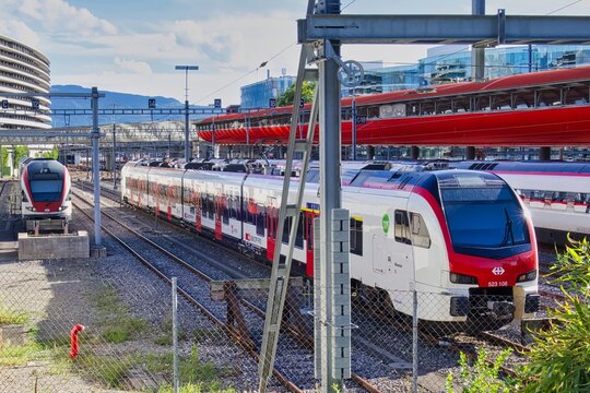 modern swiss cff sbb ffs trains - geneva, switzerland - 08 September 2022: