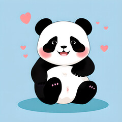 panda with heart