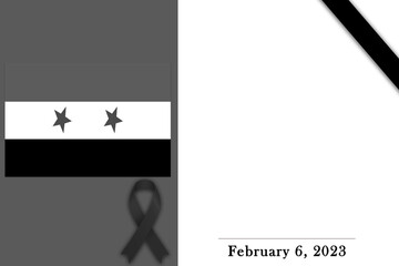 Syria flag mourning the earthquake on february 6, 2023 copy space