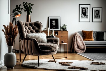 Trendy and Inviting: Elevate the Style Factor of Your Cozy Living Room with a Contemporary Armchair.