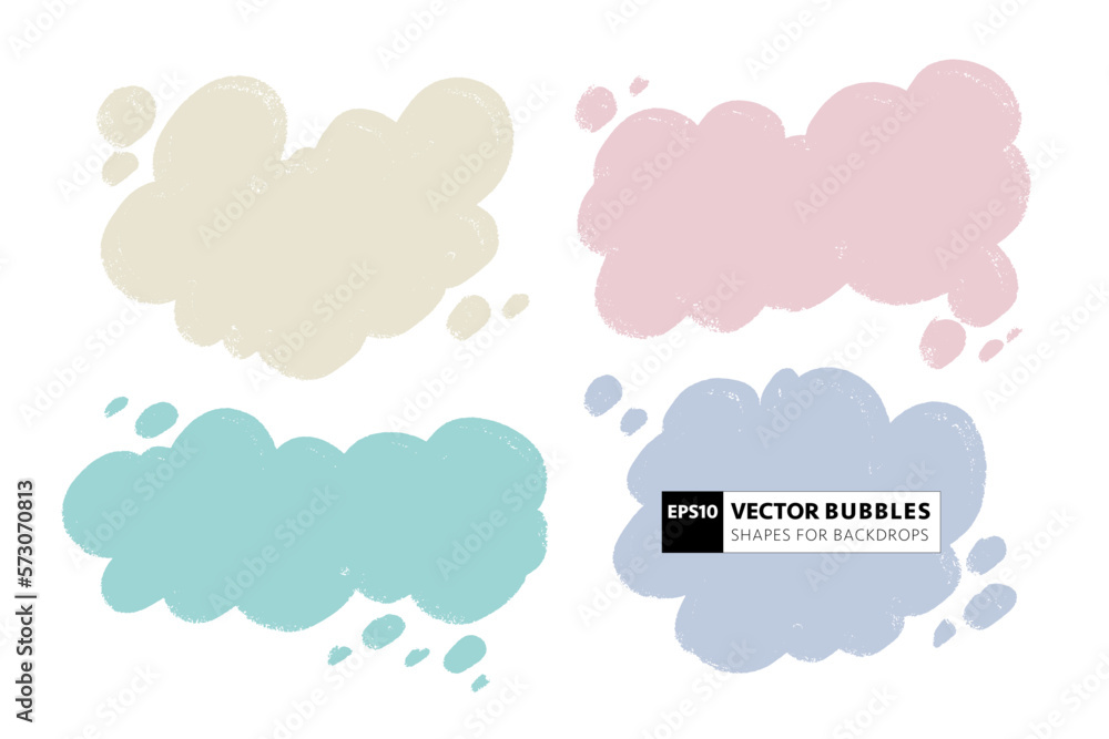 Poster hand drawn textured speech bubble set. cloud shape backgrounds. call out collection as backdrops for