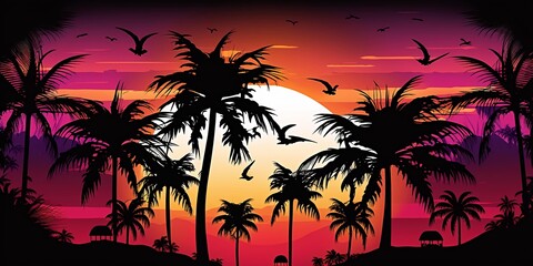 A tropical sunset or sunrise. Generative AI.