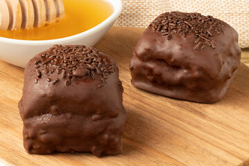 Honey cookies on cutting board. Selective focus.