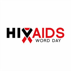 World AIDS day banner background. HIV and AIDS geometric ribbon symbol on V in HIV.