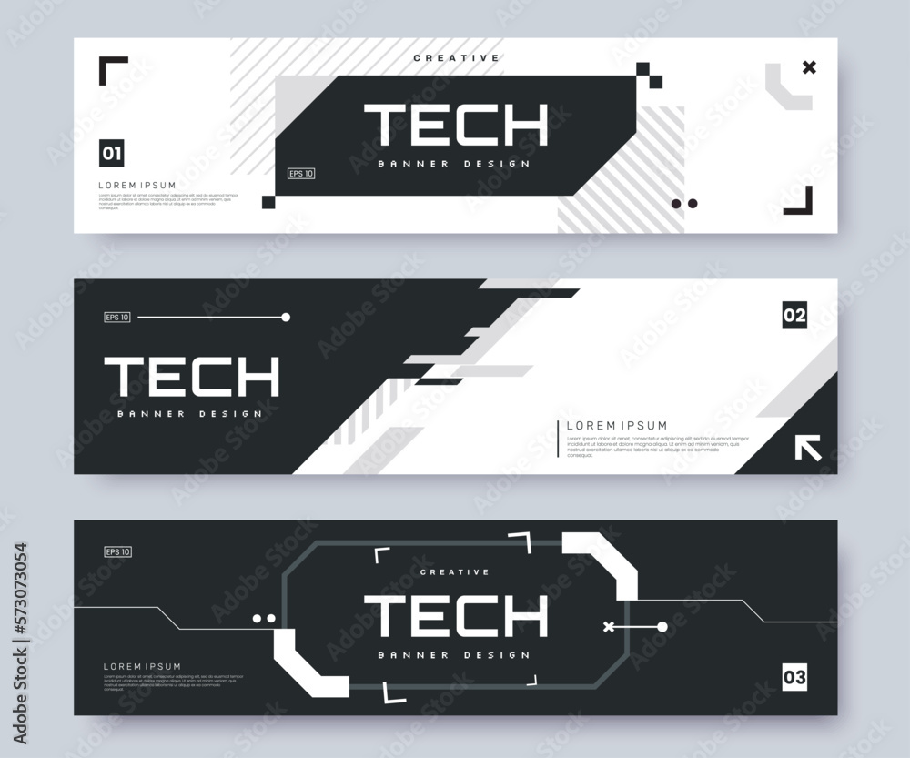 Leinwandbilder futuristic web banner collection in high tech style. web header with hud graphics elements and place