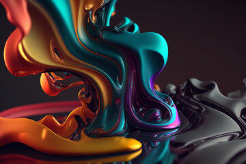 Obraz na płótnie Canvas liquid paint flowing and mixing together 