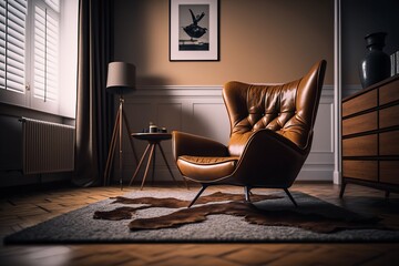 Elegant Living Room Featuring a Designer Leather Armchair