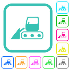 Snow shovel tractor vivid colored flat icons