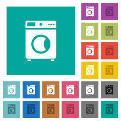 Washing machine square flat multi colored icons