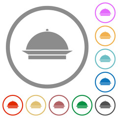 Food tray flat icons with outlines