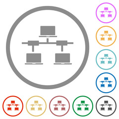 Computer network flat icons with outlines