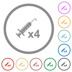 Fourth vaccine dose flat icons with outlines