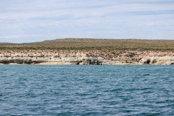 Fototapeta na wymiar Shoreline scenery along the beaches of Puerto Madryn, Argentina