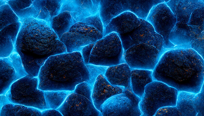 Blue Lava and stones created with generative AI technology
