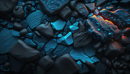 Blue stones created with generative AI technology