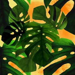 Monstera pattern background