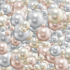 Elegant 3D Pearls. Pearl Beads. Treasure realistic design. eps 10