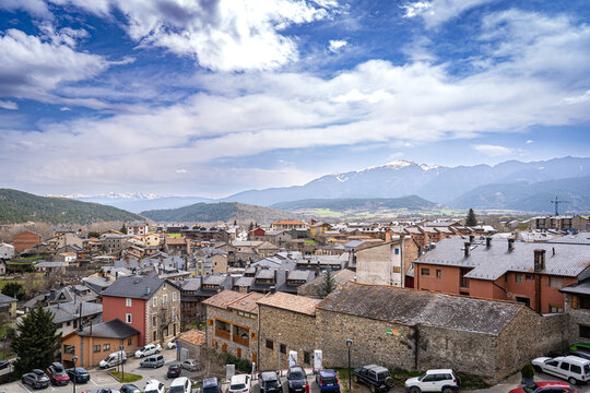 View of the small village of the Llivia in the heart of the Pyrenees, Spain