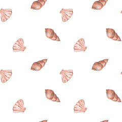 Seamless watercolor underwater life pattern. Boundless pattern can be used for web page backgrounds, wallpapers, wrapping papers, invitation and summer designs.