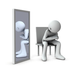 アイデンティティーについて自問自答するキャラクター
