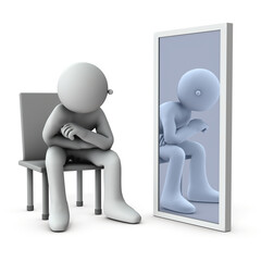 アイデンティティーについて自問自答するキャラクター