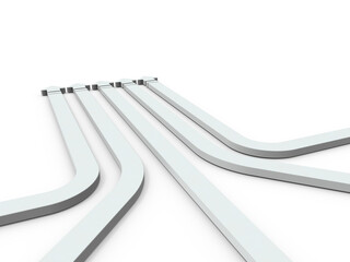 四方から集い、集結する流れのイメージ