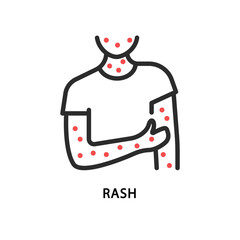Rash flat line icon. Vector illustration allergy, scabies, chicken pox, rubellarash.