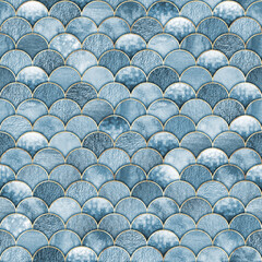 Mermaid fish scale wave japanese seamless pattern © Olga