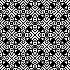 Vector geometric seamless pattern. Minimal ornamental background with abstract shapes. Black and white texture. Simple abstract ornament background. Dark repeat design for decor, fabric, cloth.