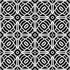 Vector geometric seamless pattern. Minimal ornamental background with abstract shapes. Black and white texture. Simple abstract ornament background. Dark repeat design for decor, fabric, cloth.