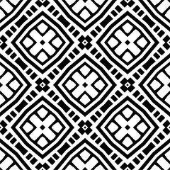 Vector geometric seamless pattern. Minimal ornamental background with abstract shapes. Black and white texture. Simple abstract ornament background. Dark repeat design for decor, fabric, cloth.