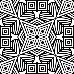 Vector geometric seamless pattern. Minimal ornamental background with abstract shapes. Black and white texture. Simple abstract ornament background. Dark repeat design for decor, fabric, cloth.