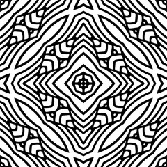 Vector geometric seamless pattern. Minimal ornamental background with abstract shapes. Black and white texture. Simple abstract ornament background. Dark repeat design for decor, fabric, cloth.