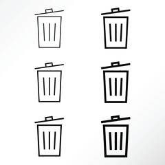 Minimalist icons of trash can.