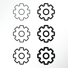 Minimalist icons of a gear.