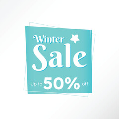 Minimalist 50% winter sale banner. This design elements is suitable for sale events.