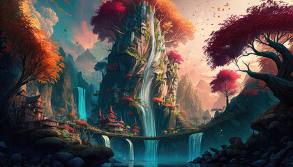 Fantasy Waterfall Landscape