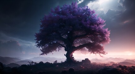 Mysterious magical trees in misty forest [AI Generated]