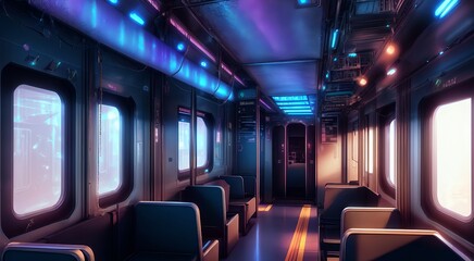 Fototapeta premium Modern subway interior with seats [AI Generated]