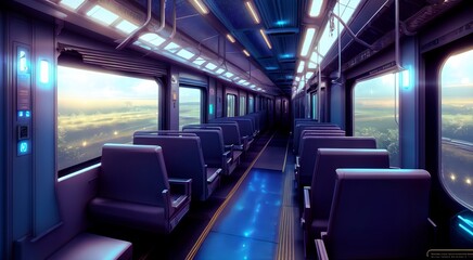 Modern subway interior with seats [AI Generated]