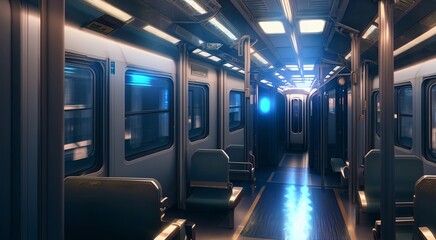 Modern subway interior with seats [AI Generated]